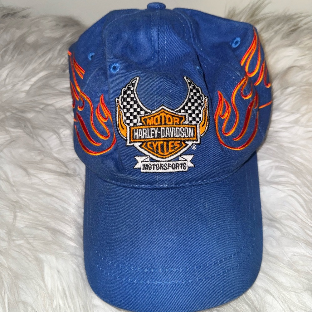 Harley-Davidson Blue Cap with Orange Flames